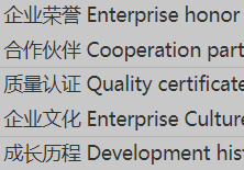 企业网站常见的中英文词语对照